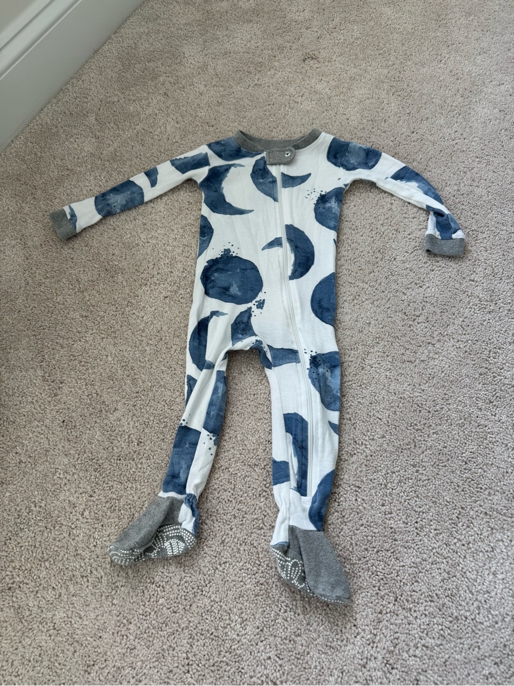 Burt's Bees Baby Blue & Gray Moon Footie Pajamas size 12m